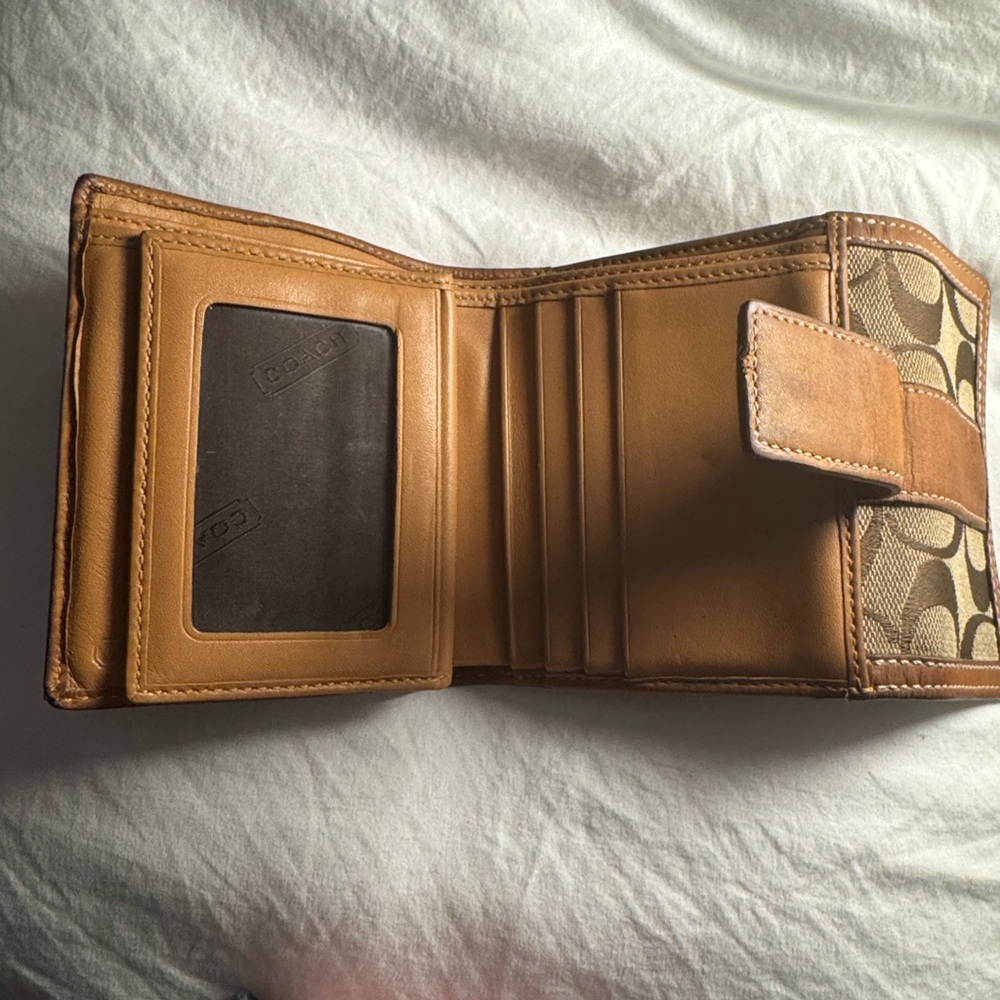 Coach Signature Brown and Tan Wallet - Picture 3 of 8